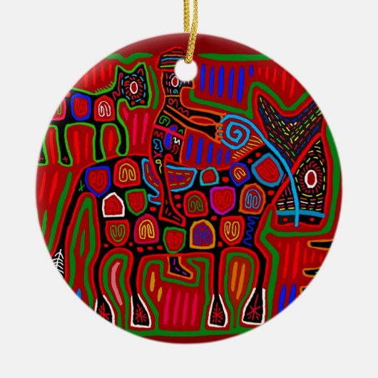 パナマ・モラ – カウボーイに乗って馬を救う セラミックオーナメント (正面)