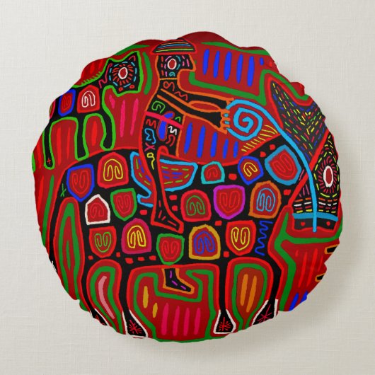 パナマ・モラ – カウボーイに乗って馬を救う ラウンドクッション (裏面)