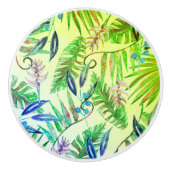 パナロ熱帯葉パターングラデーショングリーン セラミックノブ (正面)