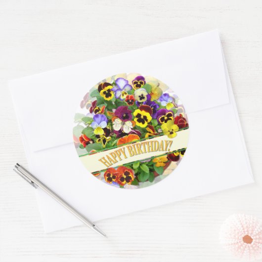 パニかわいらしーカラフルシーディスプレイ誕生日 ラウンドシール (封筒)
