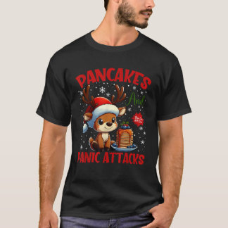 パニケーキとパニック発作 楽しいトナカイのパンケーキ Tシャツ
