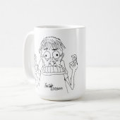 パニックぎみのかわいいキャラクター コーヒーマグカップ (正面左)