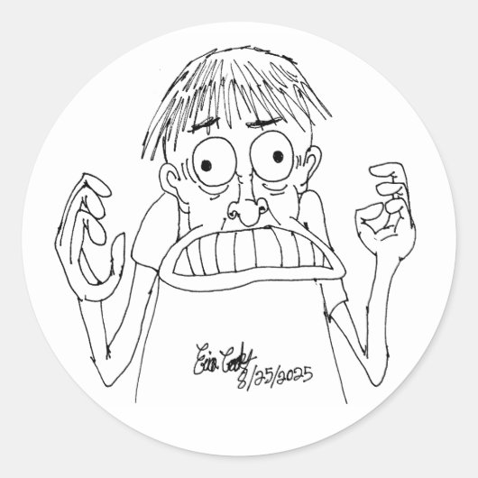 パニックぎみのかわいいキャラクター ラウンドシール (正面)