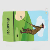 パニックに陥ったダファーが投球 ゴルフタオル (横)