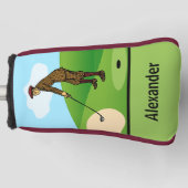 パニックに陥ったダファーが投球 ゴルフヘッドカバー (正面)