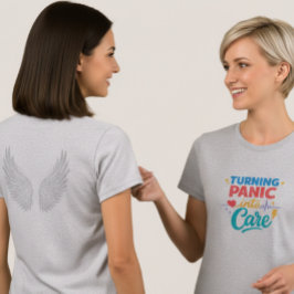 パニックをケアに変えるフロントラインナースTシャツ Tシャツ