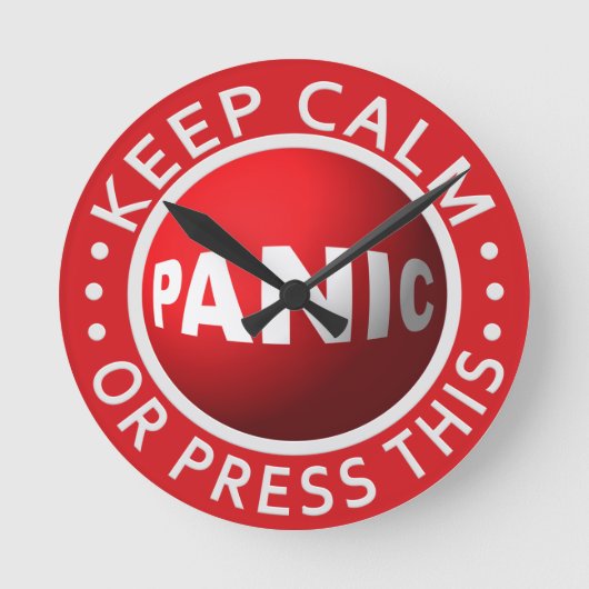 パニックボタンの壁時計 ラウンド壁時計 (正面)