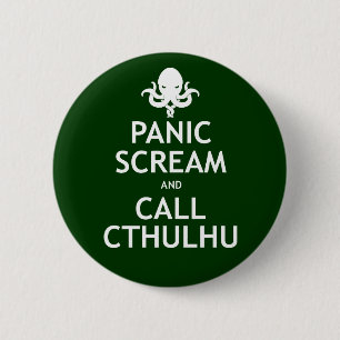 パニック叫びおよび呼出しCthulhu 缶バッジ