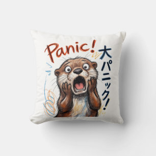 パニック寸前のカワウソの面白いミーム クッション