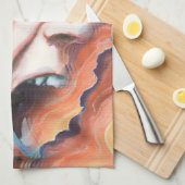 パニック波の油絵 キッチンタオル (四つ折り)