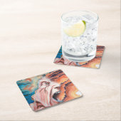 パニック波の油絵 スクエアペーパーコースター (インサイチュ)