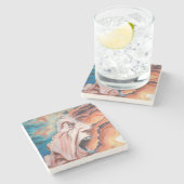 パニック波の油絵 ストーンコースター (横)