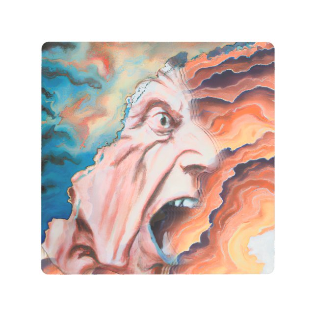 パニック波の油絵 メタルプリント (正面)