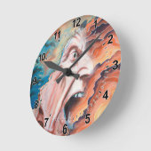 パニック波の油絵 ラウンド壁時計 (傾斜)