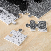 パニック状態の猫と花瓶 – モノクロアニメパズル ジグソーパズル (側面)