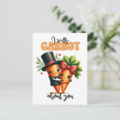 パニーおもしろいバレンタインニンジンのカップル ポストカード (スタンド正面)