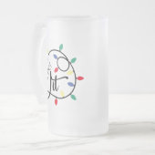 パニー・レッツが点灯 | Christmas Lights Drink Pun フロストグラスビールジョッキ (正面左)