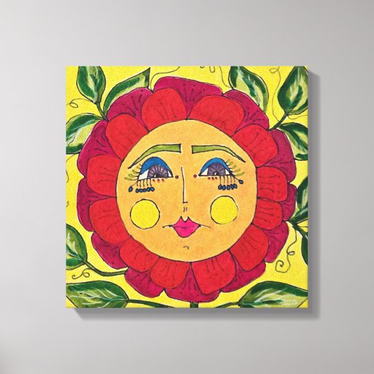 パニ絵を描ーフラワーガールキャンバスアート キャンバスプリント (正面)