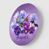 パネかわいらしスパーソナライズされたフローラ時計 ラージ壁時計 (傾斜)