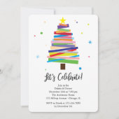 パネカラフルルクリスマスツリーお洒落ホリデー 招待状 (正面)