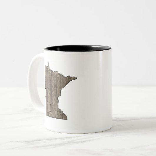 パネルの納屋のコテージのミネソタの素朴な木製の州 ツートーンマグカップ (正面左)
