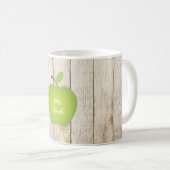 パネルの緑のAppleの木製の先生 コーヒーマグカップ (正面右)