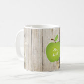 パネルの緑のAppleの木製の先生 コーヒーマグカップ (正面左)
