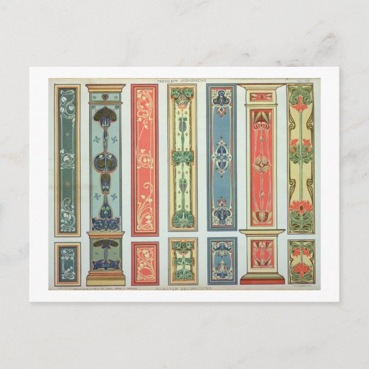 パネルデザイン、「モダンオーナメント」puのプレートXII ポストカード (正面)