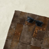 パネル付き名前、Grungy Metal Steel Wallを追加 ビーチタオル (インサイチュ)