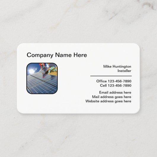 パネル太陽のの販売と設置 名刺 (正面)