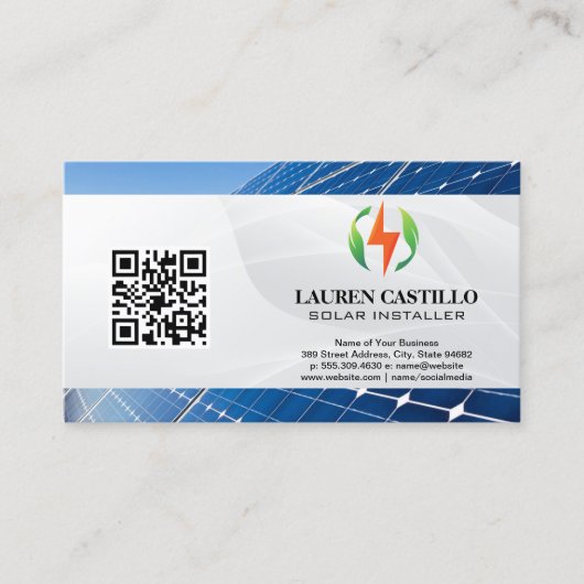 パネル太陽の | クリーンエネルギーロゴ 名刺 (正面)