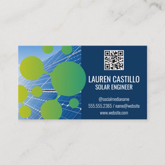 パネル太陽の | グリーンテックバブルロゴQRスキャンコード 名刺 (正面)