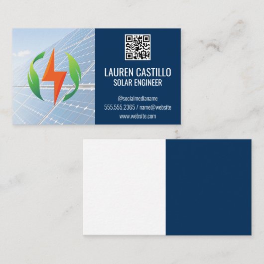 パネル太陽の | QRコード | クリーンエネルギーロゴ 名刺 (正面/裏面)