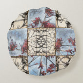 パネル抽象芸術ス絵画クロール ラウンドクッション (裏面)