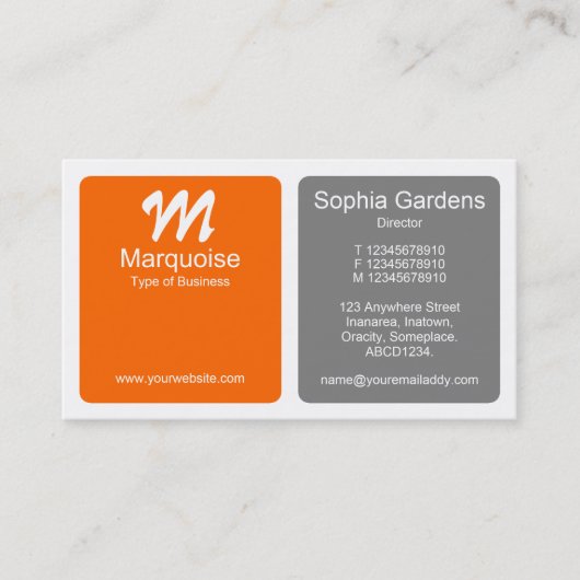 パネル – オレンジとグレー 名刺 (正面)