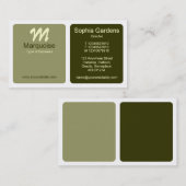 パネル – グリーンブラウン、カーキ、クリームと白 名刺 (正面/裏面)