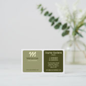 パネル – グリーンブラウン、カーキ、クリームと白 名刺 (スタンド正面)