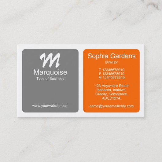 パネル – グレーとオレンジ 名刺 (正面)