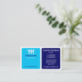 パネル – ダークブルー、ライトブルー、ホワイト 名刺 (スタンド正面)