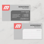 パネルMonoGram – 熱帯ピンクとグレー 名刺 (正面/裏面)