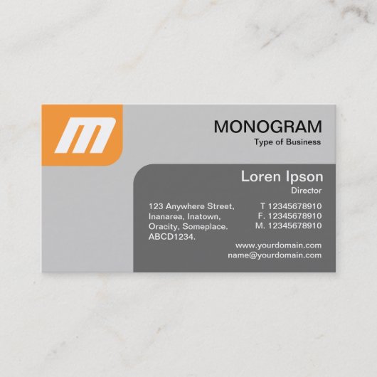 パネルMonoGram - Ltオレンジとグレー 名刺 (正面)