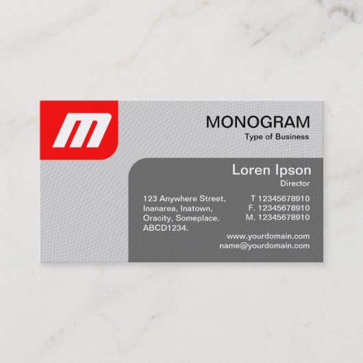 パネルMonoGram v2 – 赤と灰色 名刺 (正面)