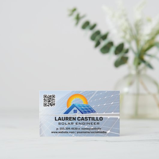 パネ太陽のル技術ロゴ | QRスキャンコード名刺 名刺 (スタンド正面)