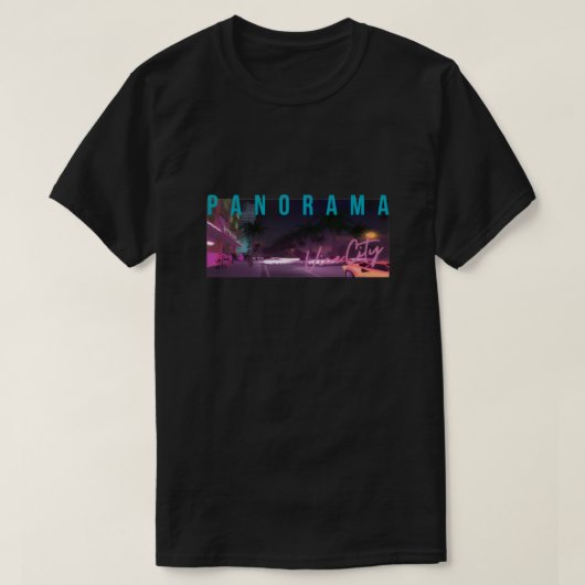 パノラマの夜景Tシャツ|レトロネオンシティ Tシャツ (デザイン正面)