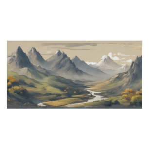 パノラマの山の景色 ポスター