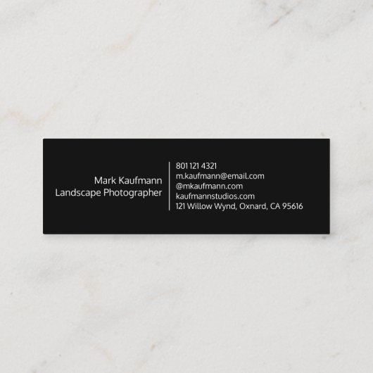 パノラマの風景フォトグラファー スキニー名刺 (裏面)