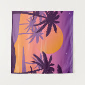 パノラマの風景：手のひら付きの夕日。 タペストリー (正面(横))