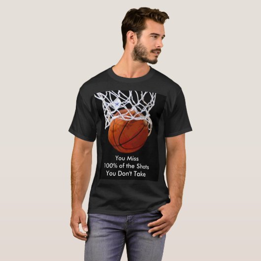 パノラマやる気を起こさせる引用文バスケットボール Tシャツ (正面フル)