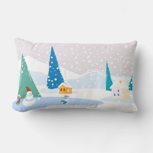 パノラマイラストレーション、ベクトル、素晴らしい冬v ランバークッション (正面)