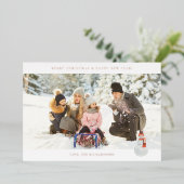 パノラマシックH写真 – 雪だるま 箔招待状 (立ち正面)